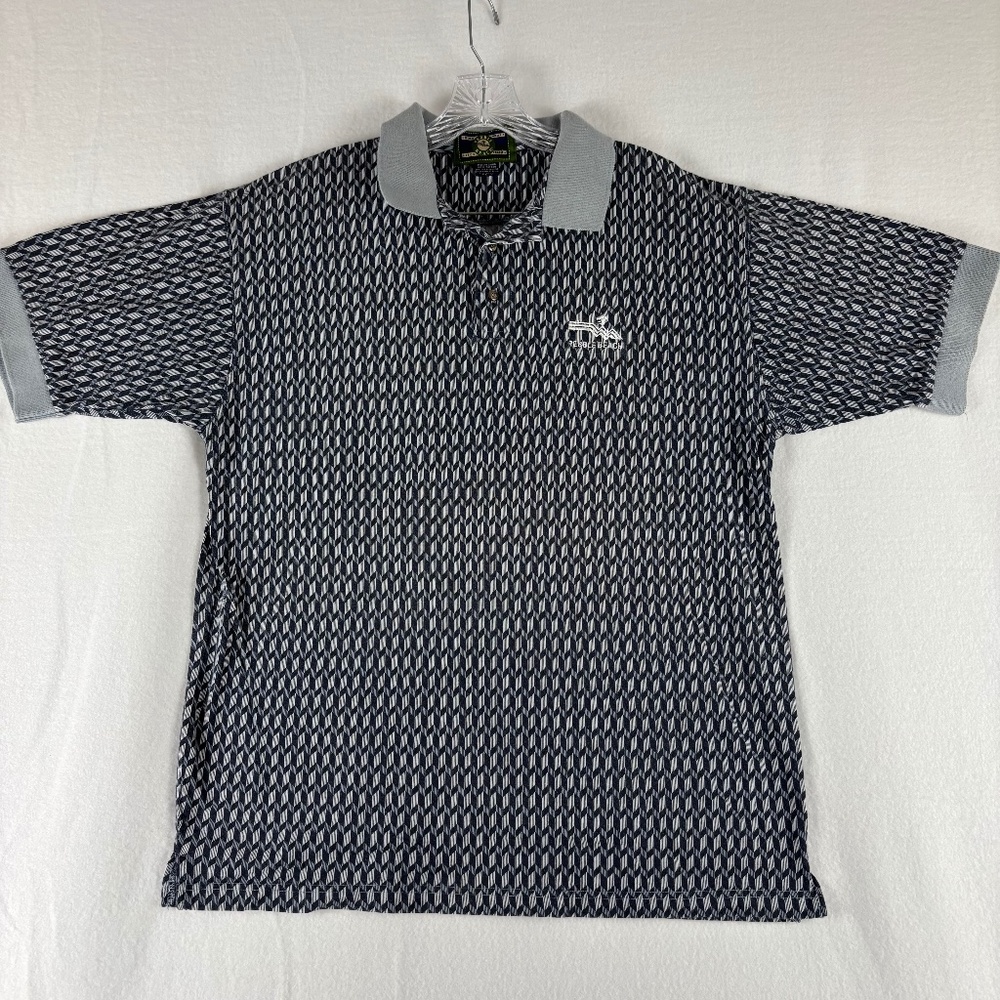 Pebble Beach, C. S. Crable, Cotton, Premium, Polo, Size L, Gray/Black Pattern
